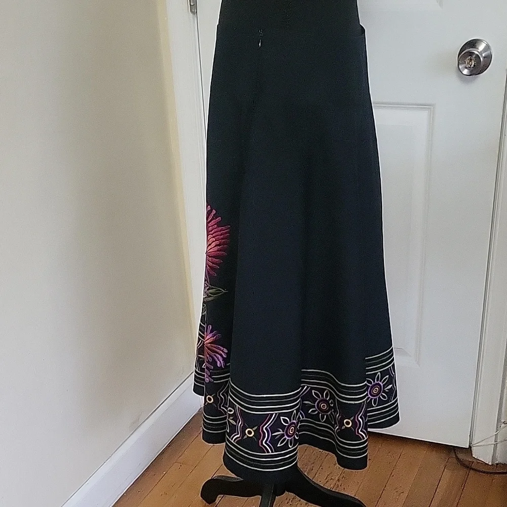 Camille La Vie Black Skirt with EMBROIDERED Purple Floral Design - Picture 3 of 7